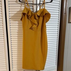 Chic Mustard Ruffle Dress